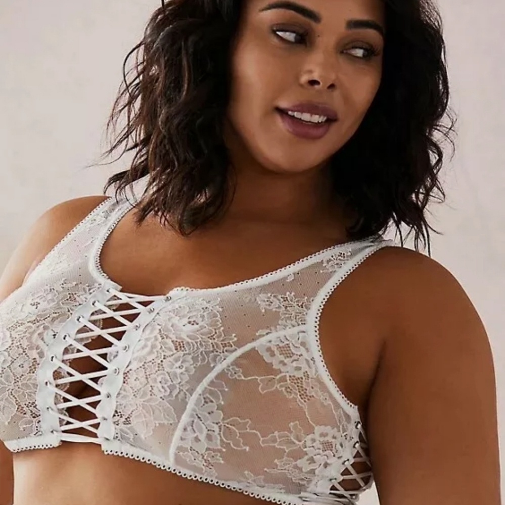 Torrid Mesh Lace Up Bra